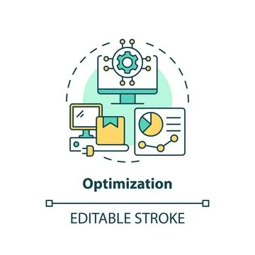 2D customizable optimization thin linear icon concept Illustrazione stock