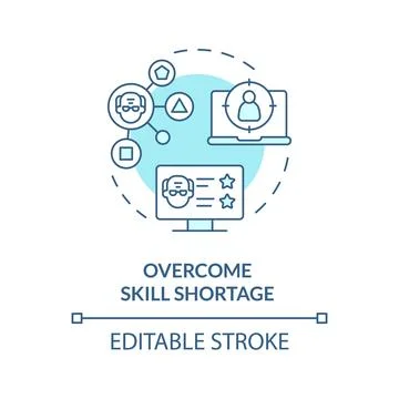 2D customizable overcome skill shortage blue icon concept Stock Illustration