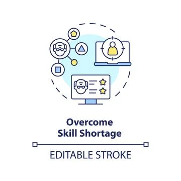 2D customizable overcome skill shortage line icon concept Stock Illustration