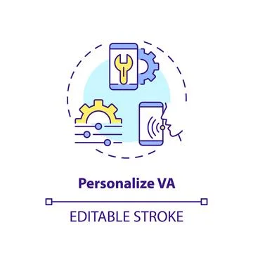 2D customizable personalize VA line icon concept Stock Illustration