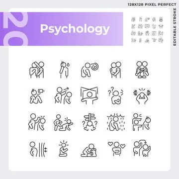 2D customizable pixel perfect black psychology icons Stock-Illustration