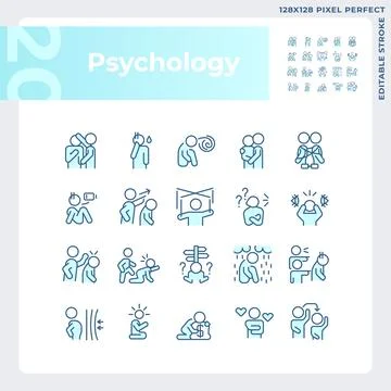2D customizable pixel perfect blue psychology icons Stock-Illustration