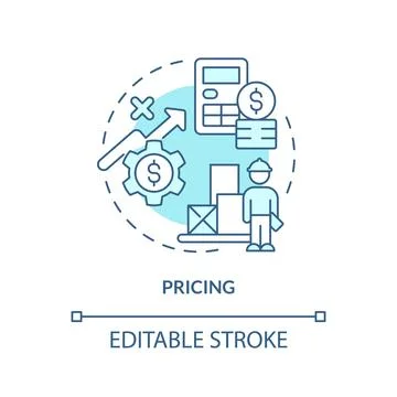 2D customizable pricing blue icon concept Illustrazione stock