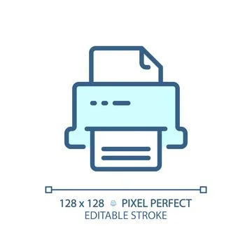 2D customizable printer thin linear blue icon Stock Illustration
