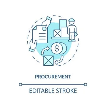 2D customizable procurement blue icon concept Illustrazione stock