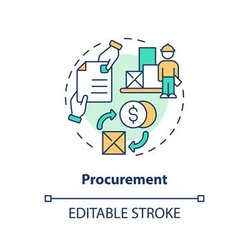 2D customizable procurement thin linear icon concept Stock Illustration