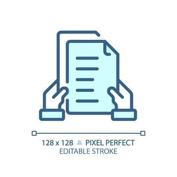2D customizable proposal letter thin linear blue icon Stock Illustration