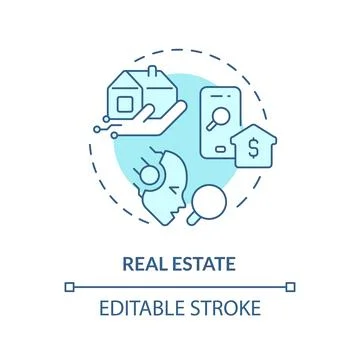 2D customizable real estate line icon concept Stock Illustration