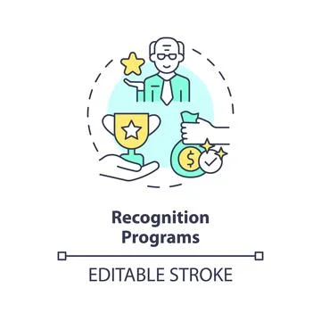 2D customizable recognition programs line icon concept Stock Illustration