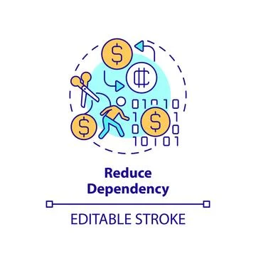2D customizable reduce dependency line icon concept Stockillustratie