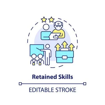 2D customizable retained skills line icon concept Stock Illustration