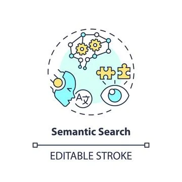 2D customizable semantic search line icon concept Stock Illustration