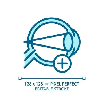 2D customizable simple thin linear blue hyperopia icon Stock Illustration
