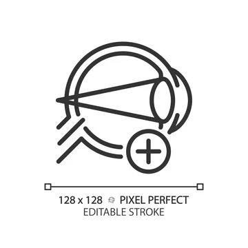 2D customizable simple thin linear black hyperopia icon Stock Illustration