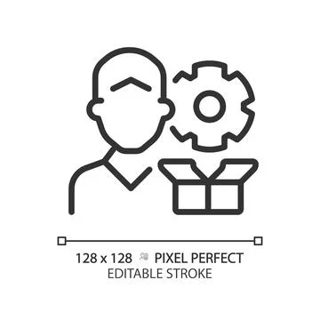 2D customizable support linear icon Illustrazione stock