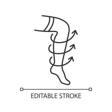 2D customizable thin line black compression stockings icon Stock Illustration