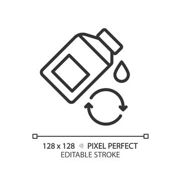 2D customizable thin line black car engine oil icon Stock Illustration