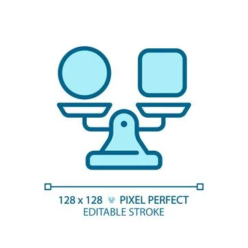 2D customizable thin line blue shapes on weight scale icon Stock Illustration