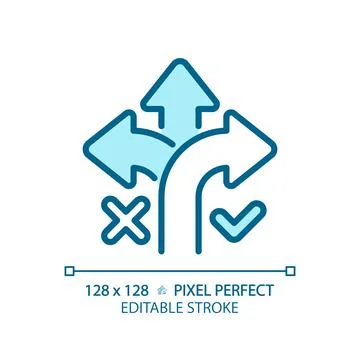 2D customizable thin line blue correct way icon Stock Illustration