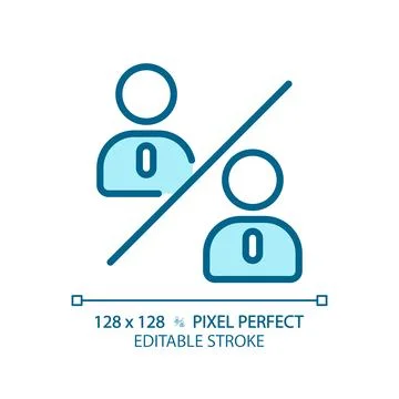 2D customizable thin line blue people comparison icon Stock Illustration