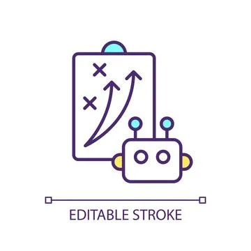 2D customizable thin line business process efficiency icon 库存插图