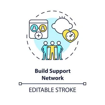 2D customizable thin line icon build support network concept Stock Illustration