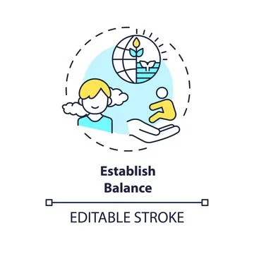 2D customizable thin line icon establish balance concept Stock Illustration