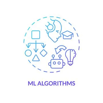 2D customizable thin line icon ML algorithms concept 스톡 일러스트
