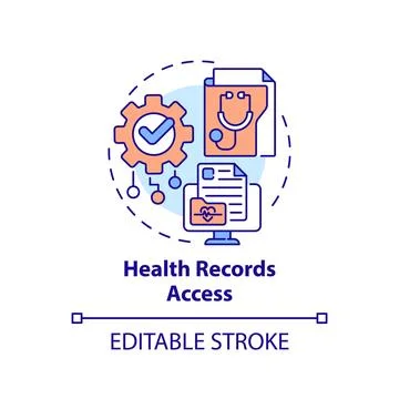 2D customizable thin line icon health records access concept Stock Illustration