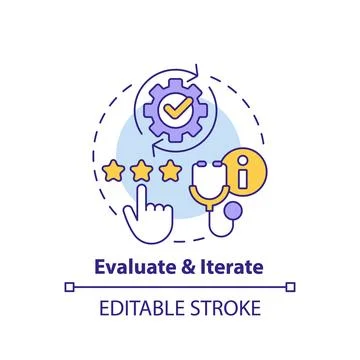 2D customizable thin line icon evaluate and iterate concept Stock Illustration
