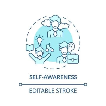 2D customizable thin line icon self awareness concept Stock Illustration