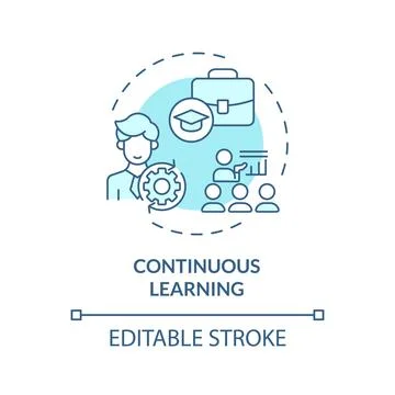 2D customizable thin line icon continuous learning concept Stock Illustration