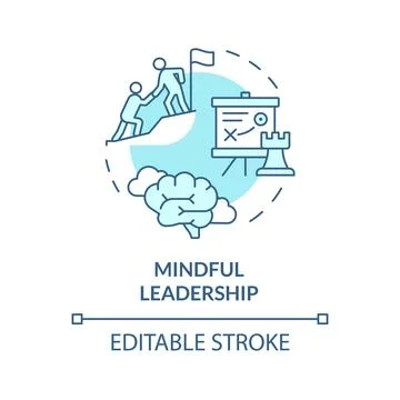 2D customizable thin line icon mindful leadership concept Stock Illustration