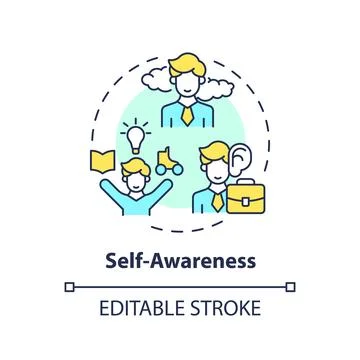 2D customizable thin line icon self awareness concept Stock Illustration