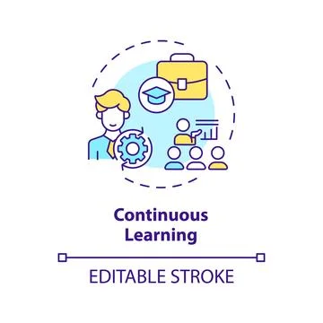 2D customizable thin line icon continuous learning concept Stock Illustration