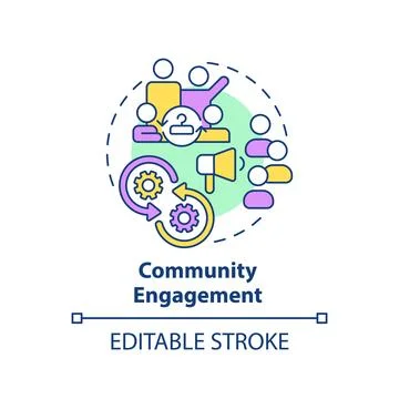 2D customizable thin line icon community engagement concept Ilustración de archivo
