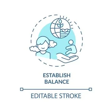 2D customizable thin line icon establish balance concept Stock Illustration