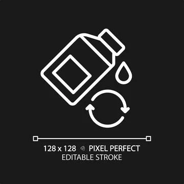 2D customizable thin line white car engine oil icon Stock Illustration