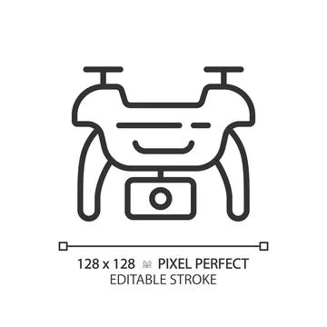 2D customizable thin linear black drone icon Stock Illustration