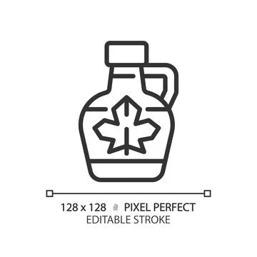 2D customizable thin linear black maple syrup icon Stock Illustration