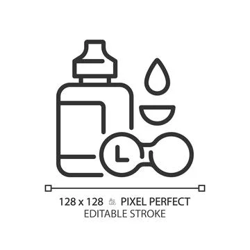 2D customizable thin linear black contact lens solution icon 库存插图
