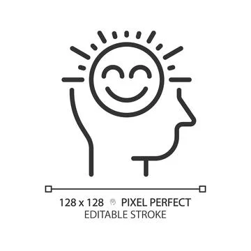 2D customizable thin linear black positive thinking icon Stock Illustration