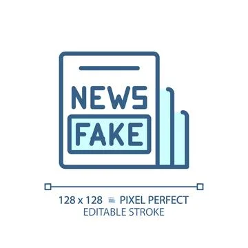 2D customizable thin linear blue fake news icon Illustrazione stock
