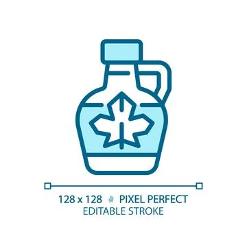 2D customizable thin linear blue maple syrup icon Stock Illustration