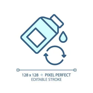 2D customizable thin linear blue car engine oil icon Stock Illustration