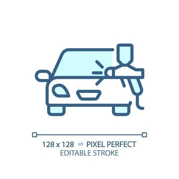 2D customizable thin linear blue car paint icon Stock-Illustration
