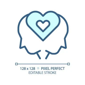 2D customizable thin linear blue empathy icon Stock Illustration
