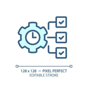 2D customizable thin linear blue time management icon Illustrazione stock