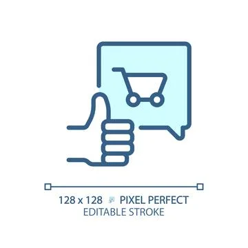 2D customizable thin linear blue purchase decision icon Stock Illustration