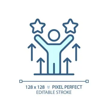 2D customizable thin linear blue self motivation icon Stock Illustration